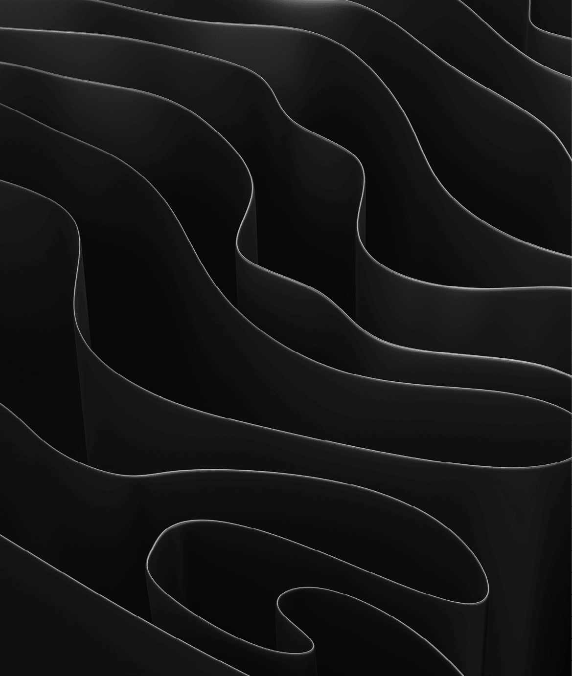 Beautiful futuristic glossy layered dark green, turquoise, blue metallic technology background. 3D textile, silk, satin texture, abstract pattern.